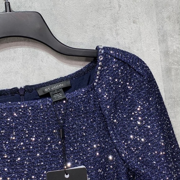 St. John Navy/Silver Glimmering Sequin Embellished - Picture 2 of 10